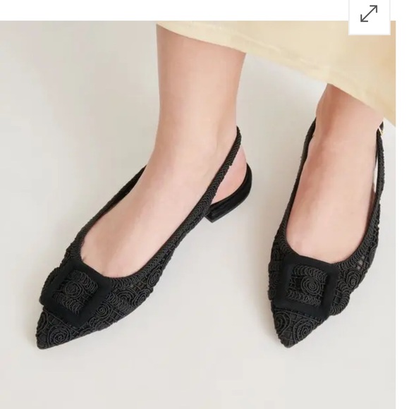 Dolce Vita Pauly Macrame Slingback Sandals Black Size 9 Brand New Flats Elegant - Picture 2 of 8